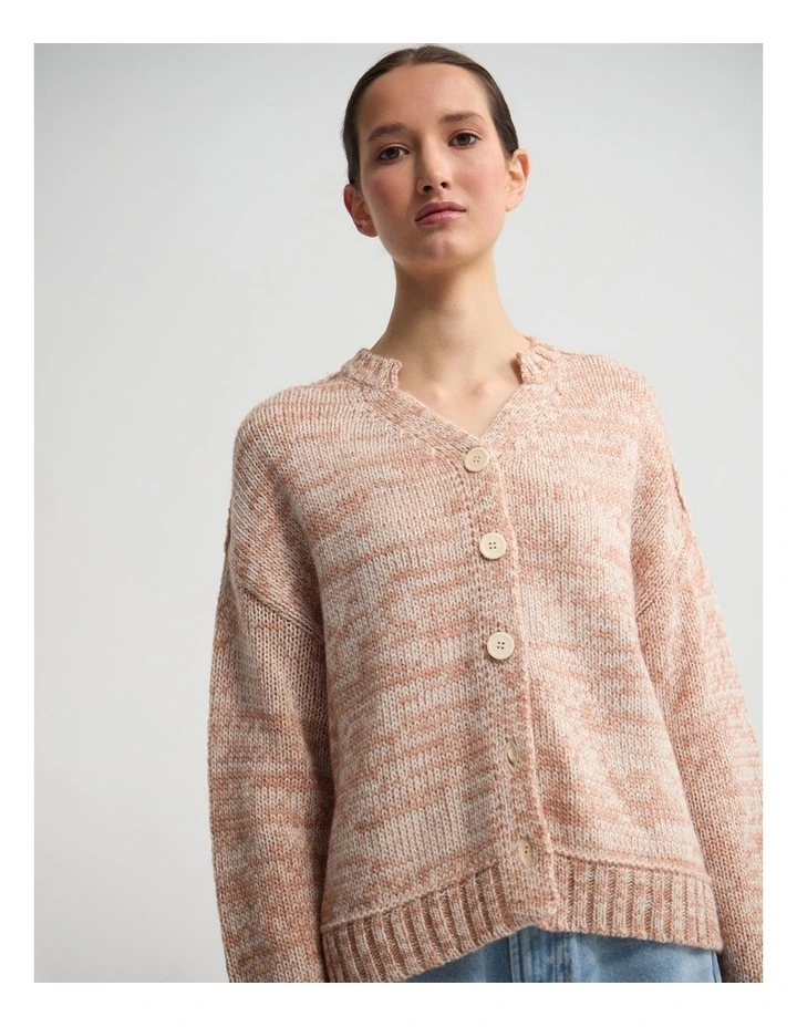 Dasha 2 Colour Cardigan in Clay/Ivory image 5