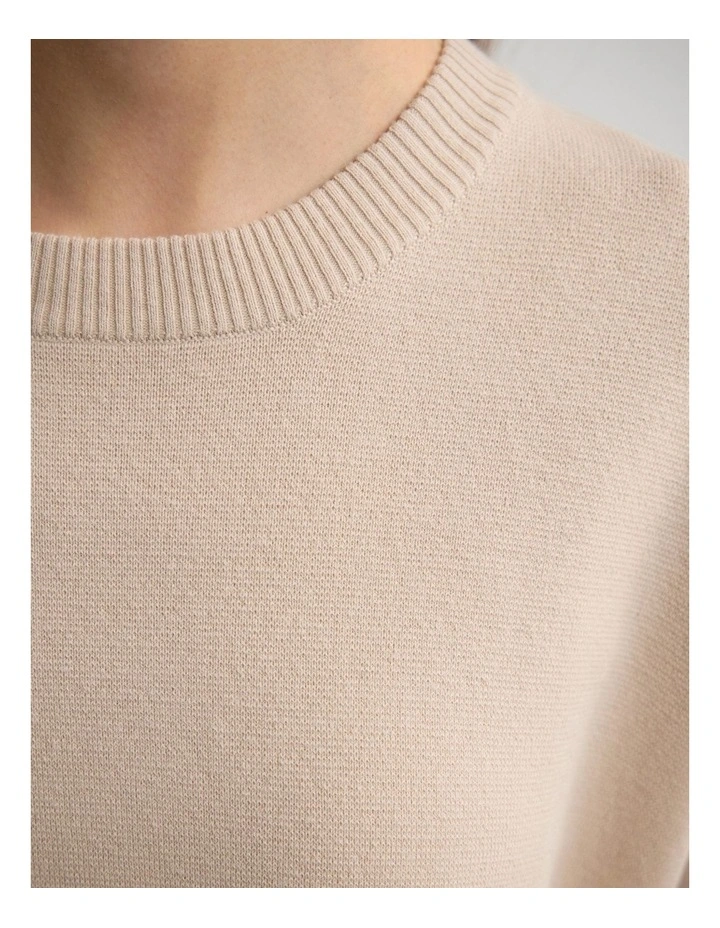 Lexie Cotton Crew Neck Knit in Stone image 6