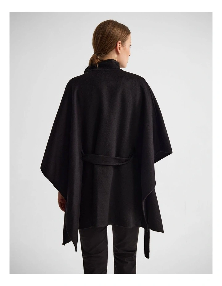 Elodie Wool Blend Cape in Black image 2