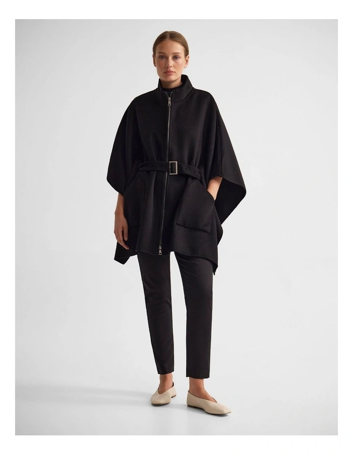 Elodie Wool Blend Cape in Black image 5