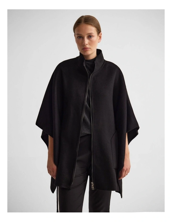 Elodie Wool Blend Cape in Black image 7