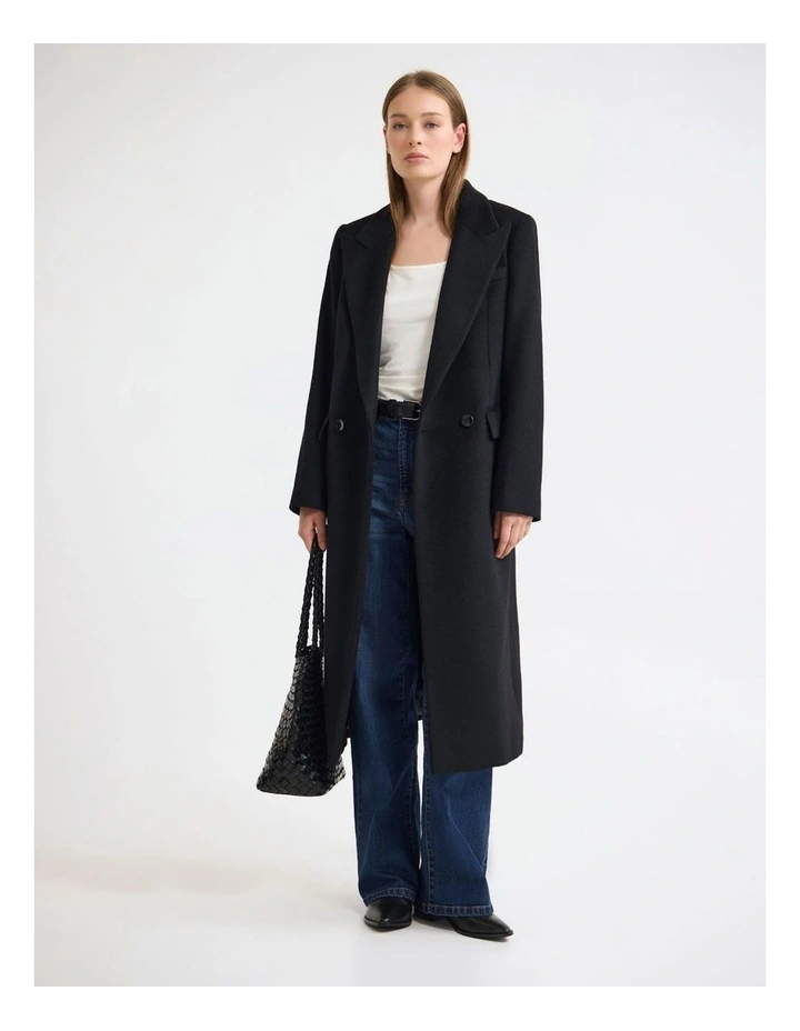 Saskia Wool Rich Coat in Black image 1