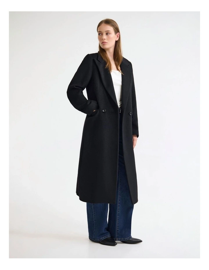 Saskia Wool Rich Coat in Black image 3