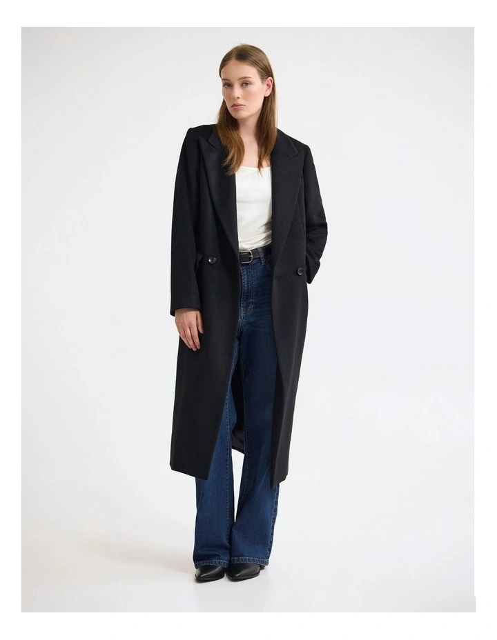 Saskia Wool Rich Coat in Black image 4