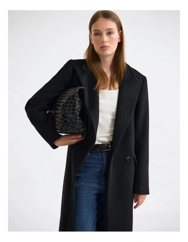 Saskia Wool Rich Coat in Black image 5