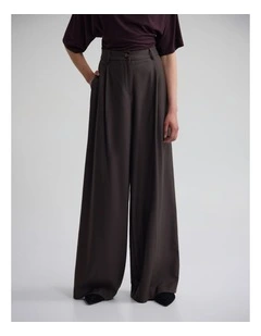 Margot Pure Wool Pant in Brown