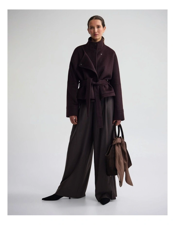 Margot Pure Wool Pant in Brown image 4