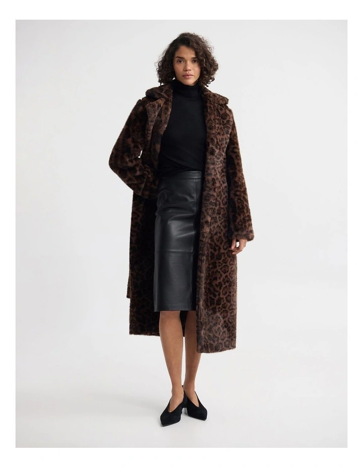 Saskia Faux Fur Coat in Brown image 1
