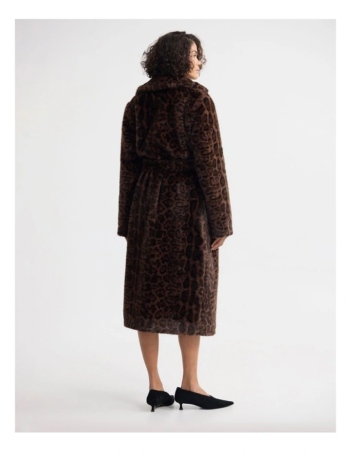Saskia Faux Fur Coat in Brown image 2