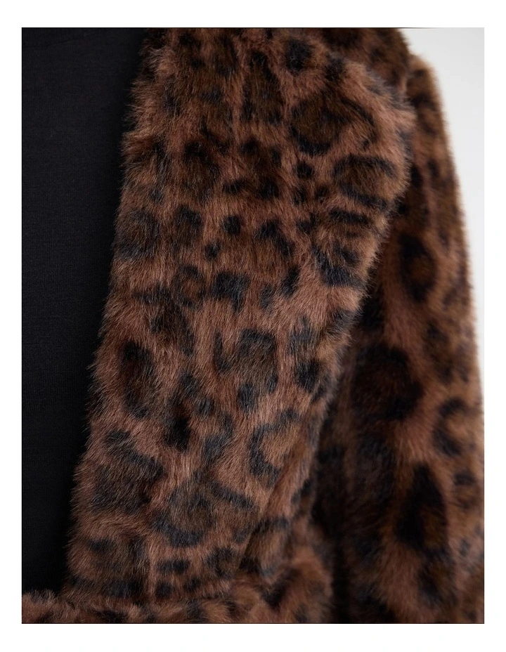 Saskia Faux Fur Coat in Brown image 5
