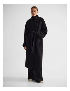 Kerry Funnel Collar Duffle Coat in Black