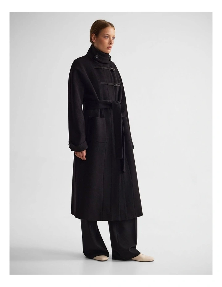 Kerry Funnel Collar Duffle Coat in Black image 3