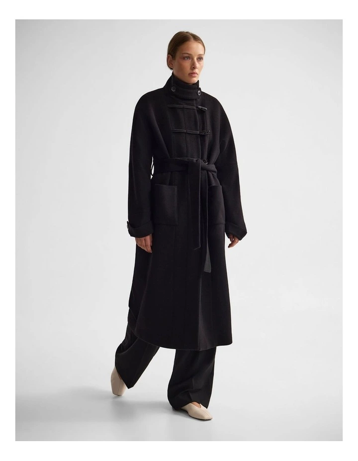 Kerry Funnel Collar Duffle Coat in Black image 5