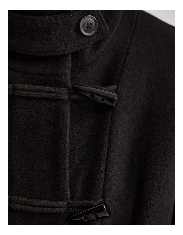 Kerry Funnel Collar Duffle Coat in Black image 6