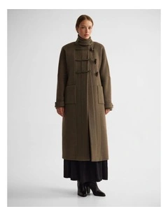 Kerry Funnel Collar Duffle Coat in Green