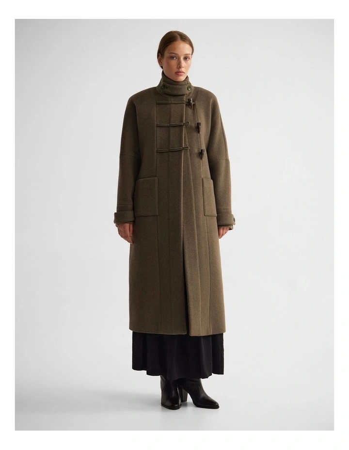 Kerry Funnel Collar Duffle Coat in Green image 1
