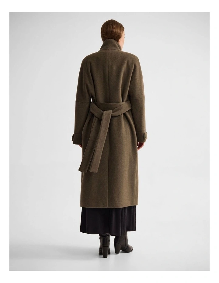 Kerry Funnel Collar Duffle Coat in Green image 2