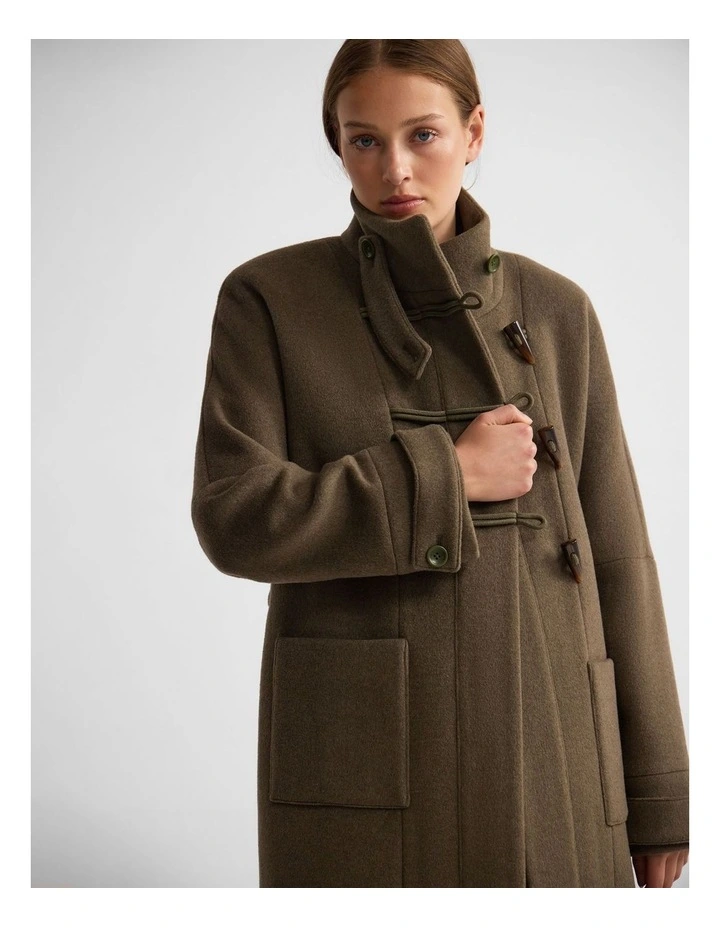 Kerry Funnel Collar Duffle Coat in Green image 4