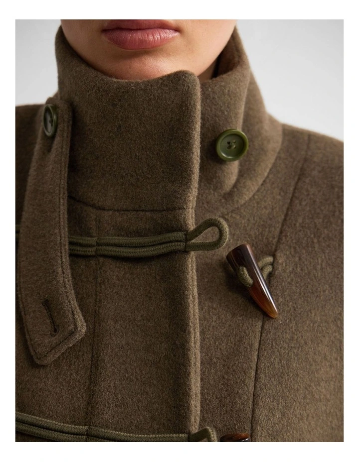 Kerry Funnel Collar Duffle Coat in Green image 6