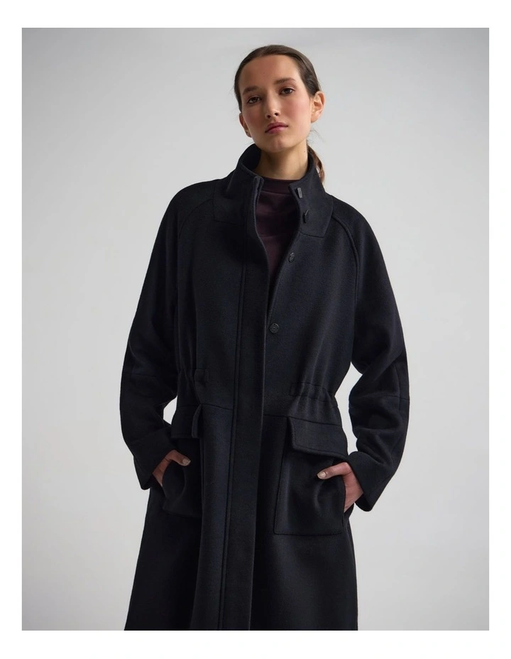 Isabelle Drawcord Coat in Black image 4