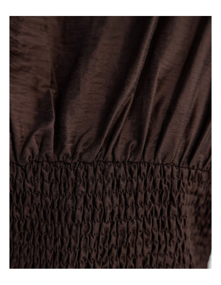Kit Shirred Dress in Chocolate image 6