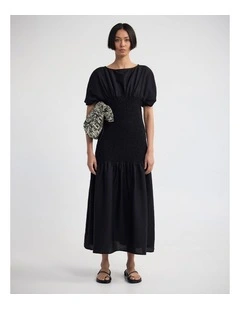 Kit Shirred Dress in Black