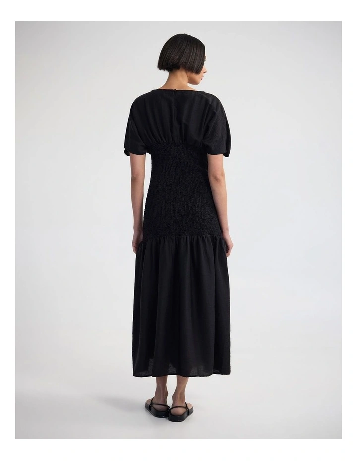 Kit Shirred Dress in Black image 2
