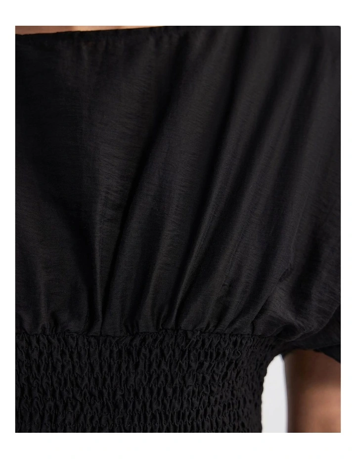 Kit Shirred Dress in Black image 6