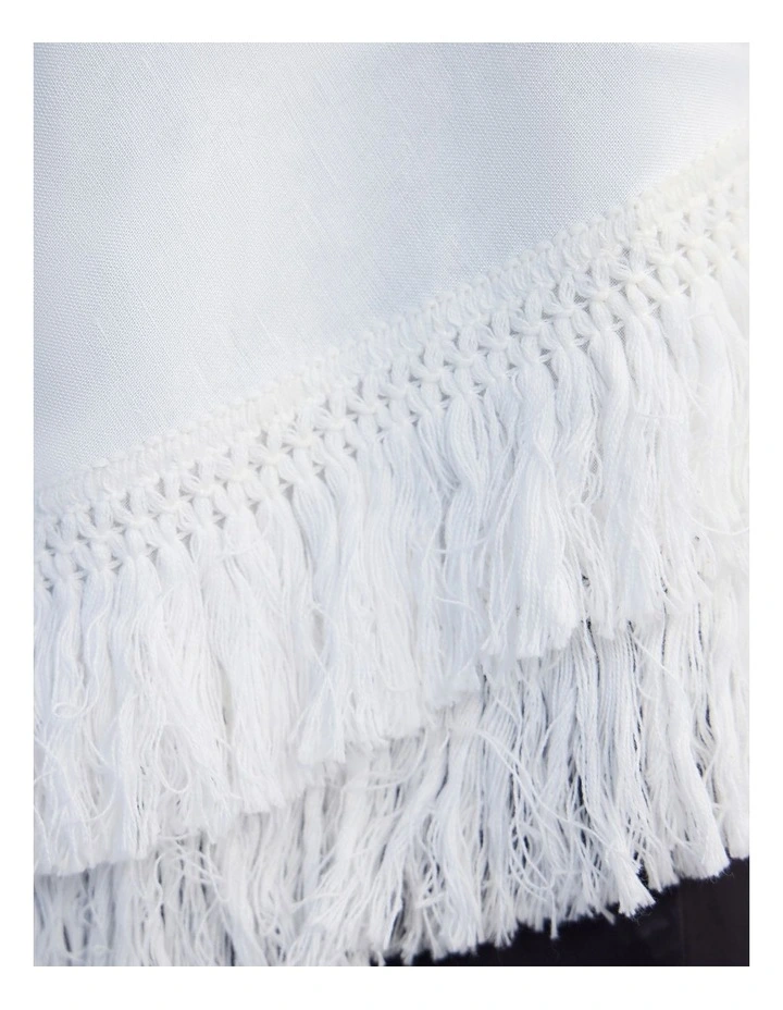 Eloise Fringe Trim Linen Blend Top in Ivory image 7