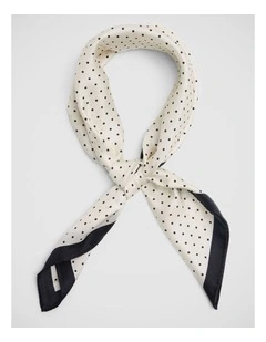 Natalia Silk Scarf in Cream/Black