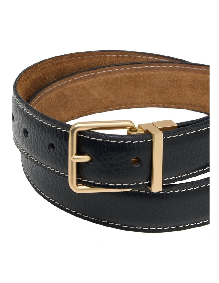 Audrey Reversible Leath/Suede Belt in Black/Tan image 2