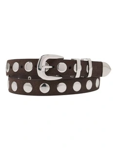 Fiorella Suede Stud Belt in Chocolate