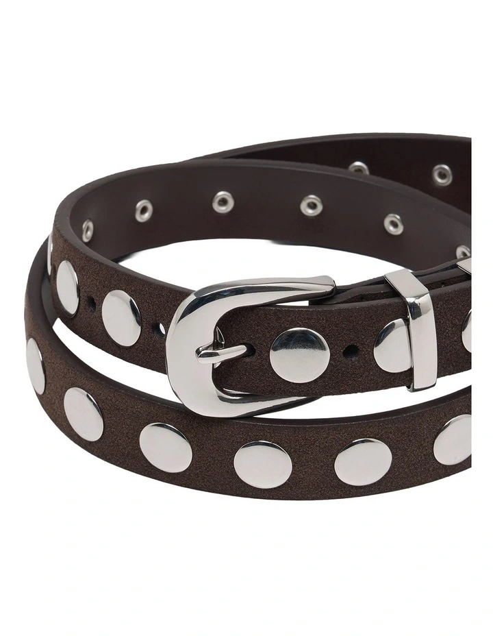 Fiorella Suede Stud Belt in Chocolate image 2