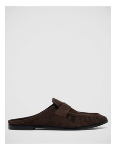 Hadley Suede Mule Loafer in Chocolate