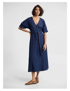 Lorna Denim Button Up Dress in Denim Blue