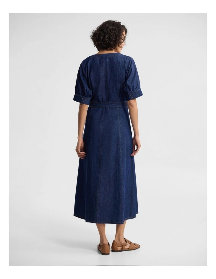 Lorna Denim Button Up Dress in Denim Blue image 2