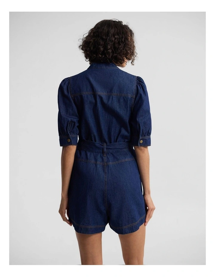 Nera Denim Playsuit in Denim Blue image 2