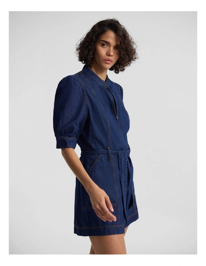 Nera Denim Playsuit in Denim Blue image 3
