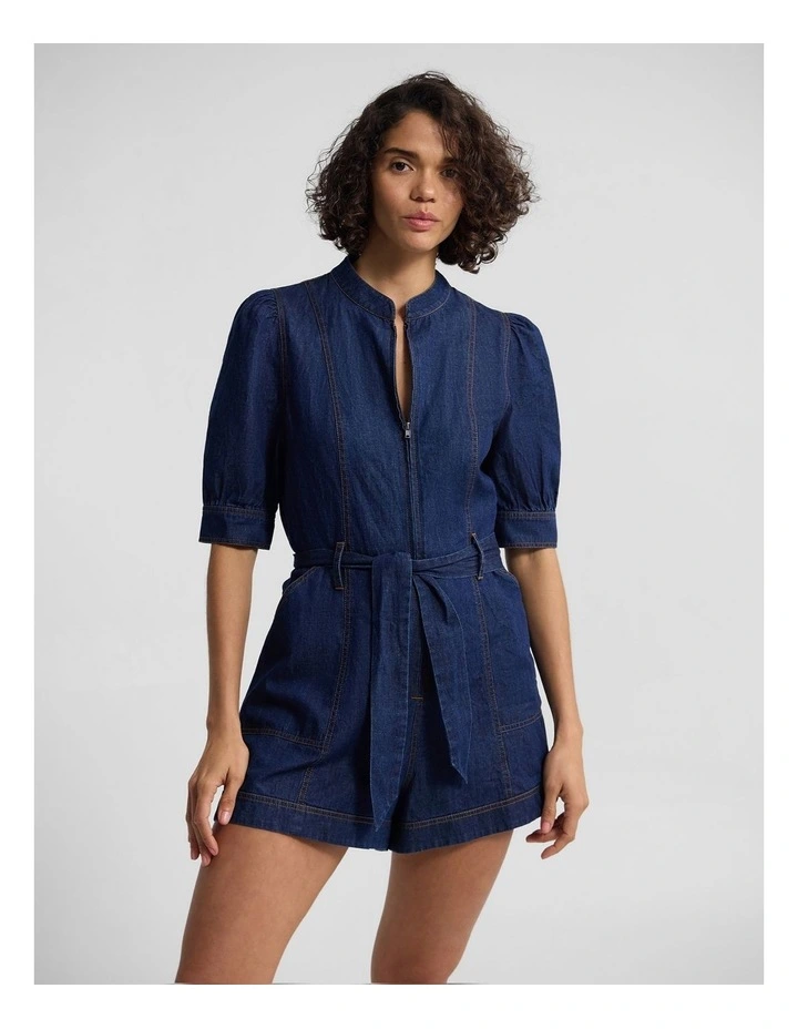 Nera Denim Playsuit in Denim Blue image 4