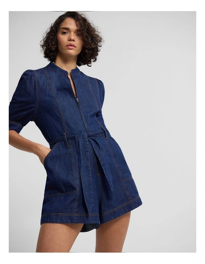 Nera Denim Playsuit in Denim Blue image 5
