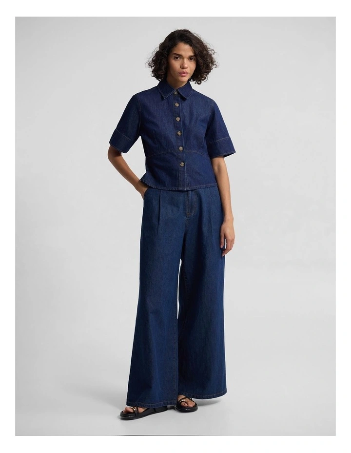 Jennifer Peplum Top in Denim Blue image 4