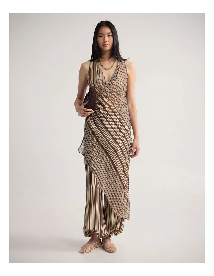 Jasmine Stripe Asymetric Top in Chocolate image 1