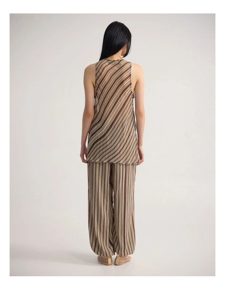 Jasmine Stripe Asymetric Top in Chocolate image 2