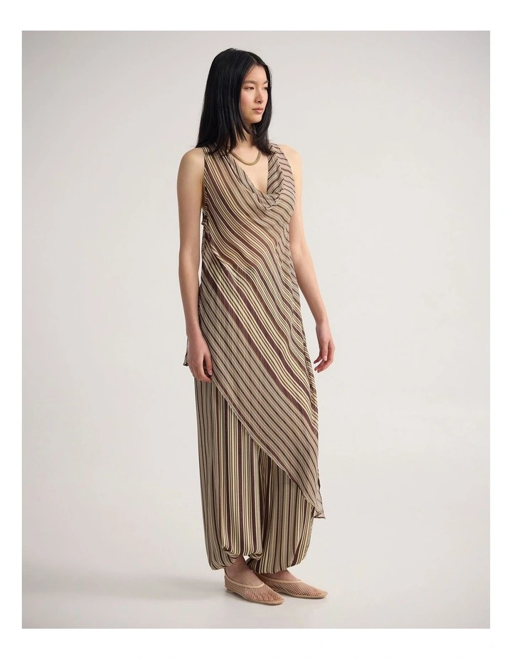 Jasmine Stripe Asymetric Top in Chocolate image 3