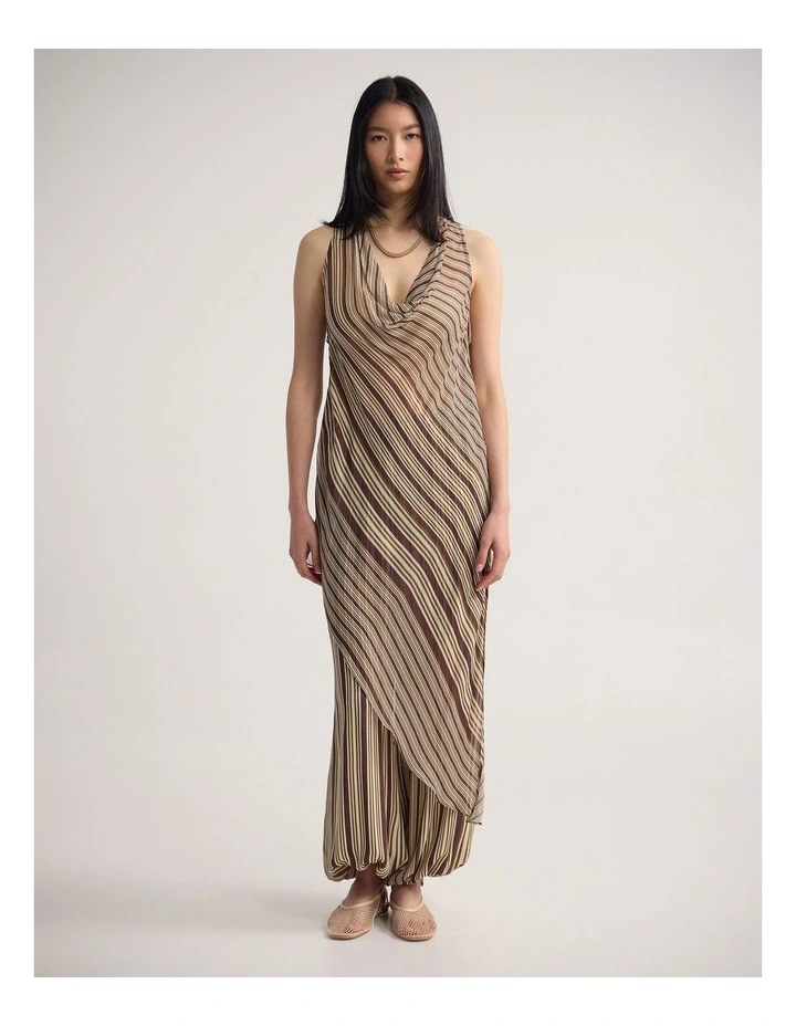 Jasmine Stripe Asymetric Top in Chocolate image 4