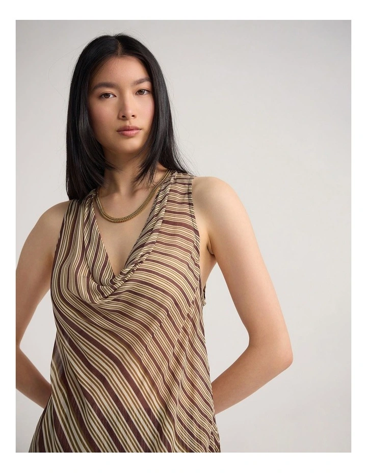 Jasmine Stripe Asymetric Top in Chocolate image 5