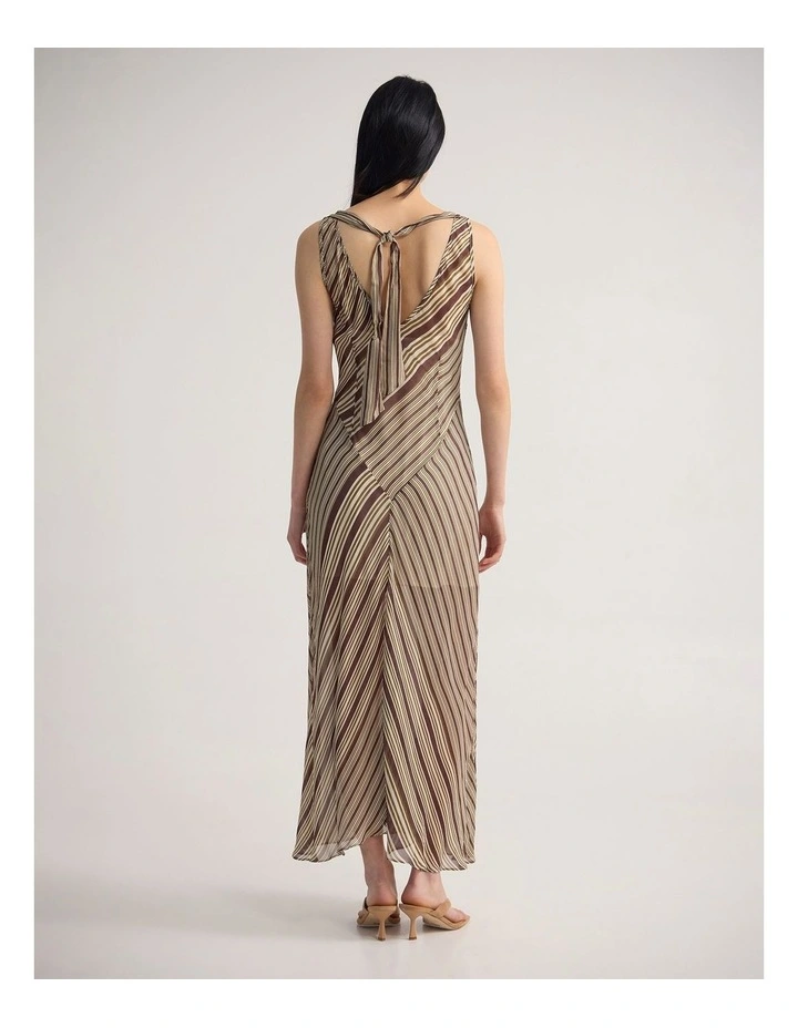 Julia Striped Georgette Dress in Chocolate image 2