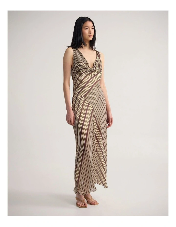 Julia Striped Georgette Dress in Chocolate image 3