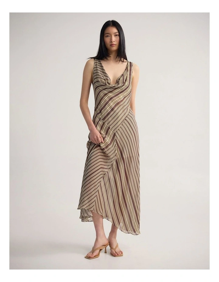 Julia Striped Georgette Dress in Chocolate image 5