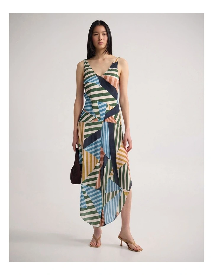 Daisy Drop Waist Printed Dress in Blue Multi image 1